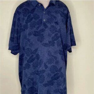 Tommy Bahama Men's Tropical Print Short Sleeve Blue Polo Size XL
